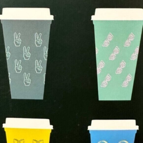 NWT Starbucks | Pack Of 6 Graphic Printed Reusable Hot Cups - Picture 7 of 7